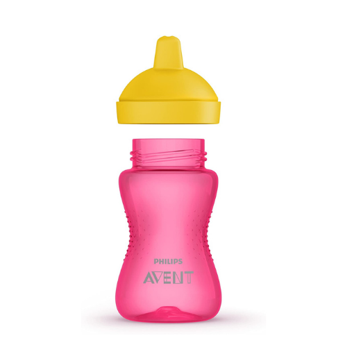 Philips Avent - Vaso rosa 200 ml boquilla blanda +6 meses, Set De  Biberones