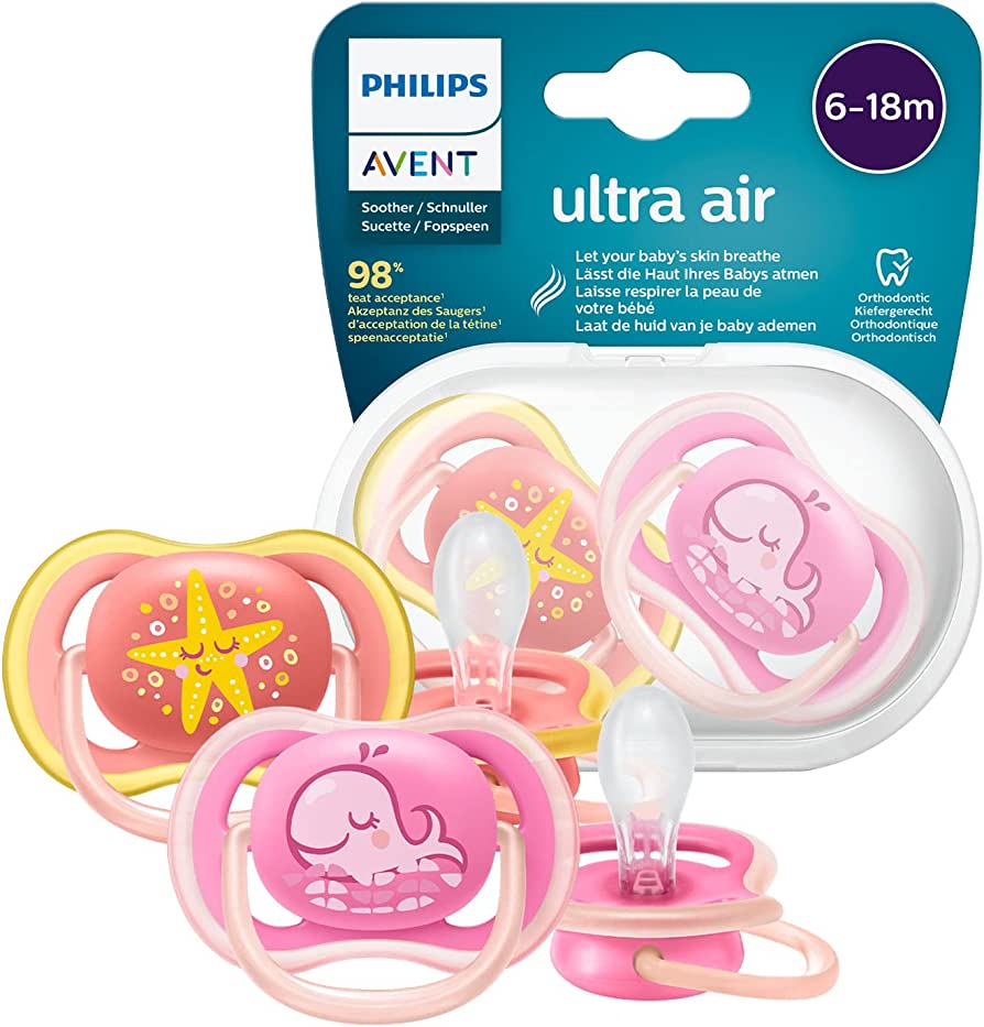 Chupete de silicona ultra air, 6 a 18 meses, rosado, Avent - Philips AVENT