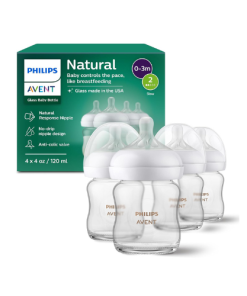 4 biberones de vidrio de 4 onzas Philips AVENT Natural Response