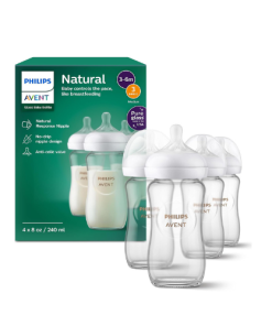 4 biberones de vidrio de 8 onzas Philips AVENT Natural Response